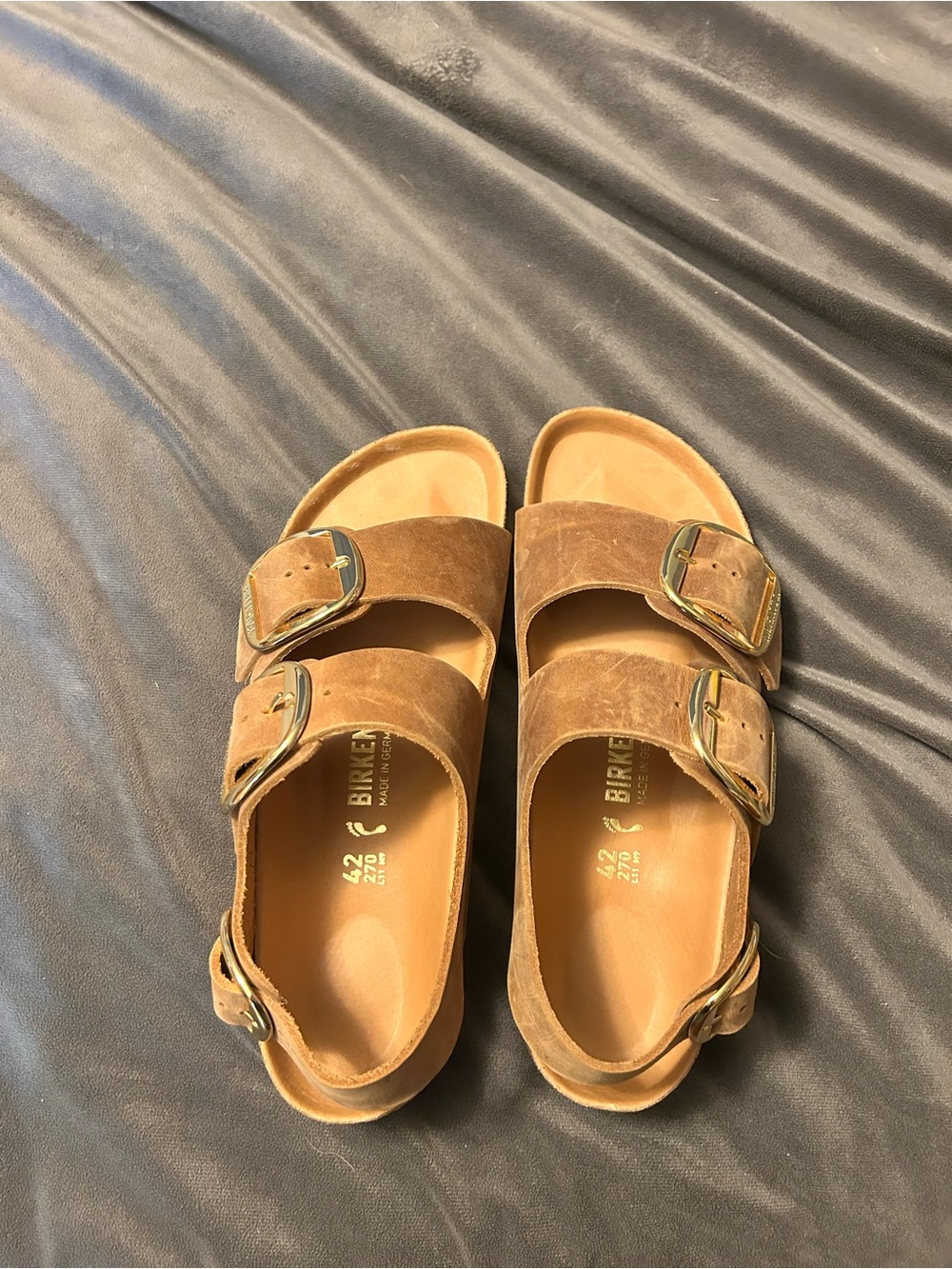Birkenstock Tan Leather Two-Strap Sandals
